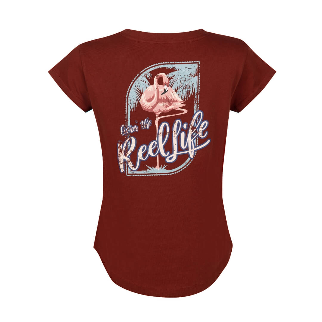 Reel Life - Ocean Washed V-Neck T-Shirtadder Brown (All Sizes) - Outdoor Performance Gear